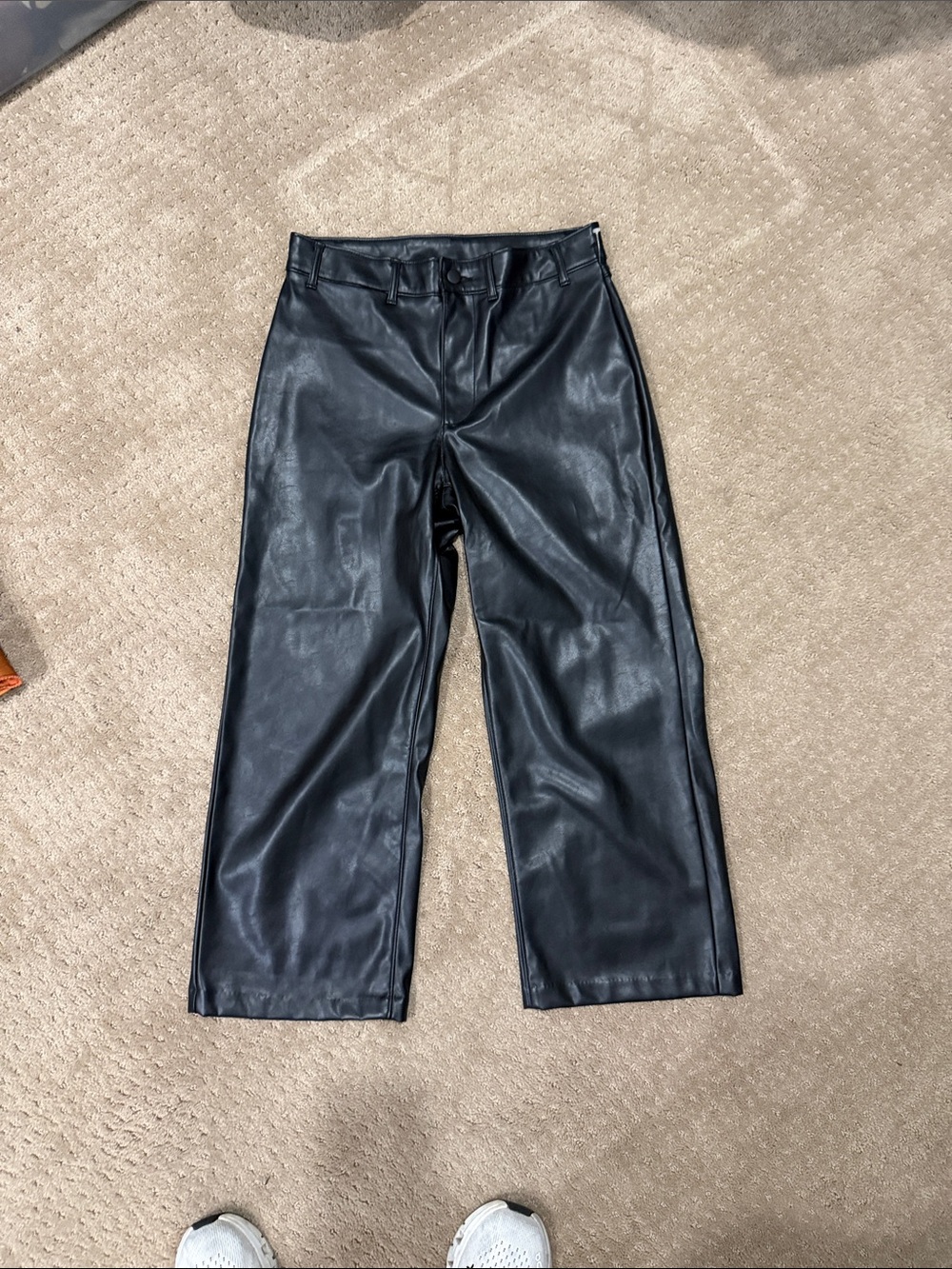 Old Navy Black Faux Leather  Wide-Leg Pants